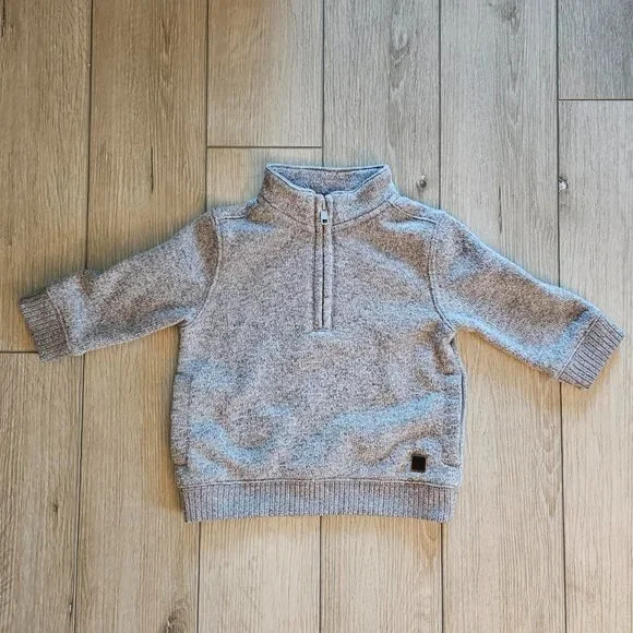 Janie and Jack Quarter Zip Pullover Sweater Gray Boys Size 6-12M - Picture 1 of 5